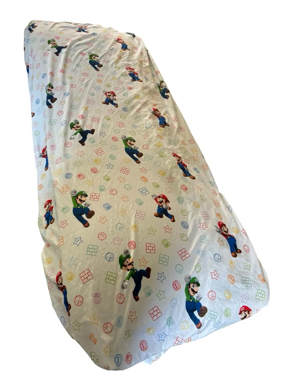 2 Piece Super Mario Bros Nintendo Twin Sheet Set 1 Fitted & 1 Flat Sheet Cartoon